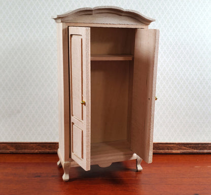 Dollhouse Wardrobe Tall Armoire Closet Furniture 1:12 Scale Unpainted
