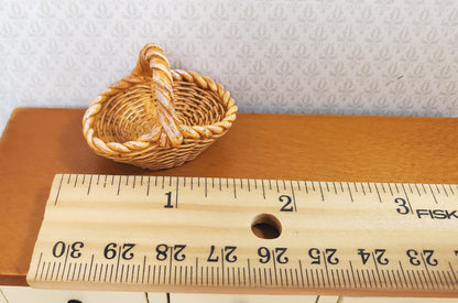 Dollhouse Basket with Handle Wicker Style 1:12 Scale Miniature Decor Accessories