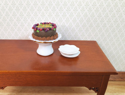 Dollhouse Happy Birthday Cake Chocolate 1:12 Scale Miniature Food Dessert Bakery