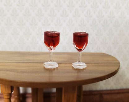 Dollhouse HALF SCALE Filled Red Wine Glasses x2 plastic 1:24 Miniature