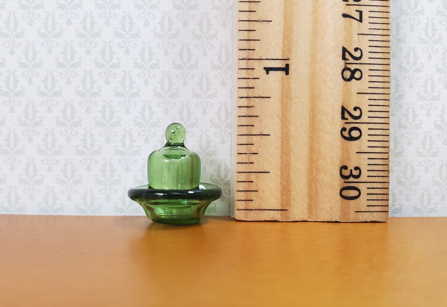 Dollhouse HALF SCALE Green Glass Dish with Lid 1:24 Miniature Kitchen
