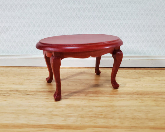 Dollhouse Oval Coffee Table Mahogany Finish 1:12 Scale Miniature Furniture