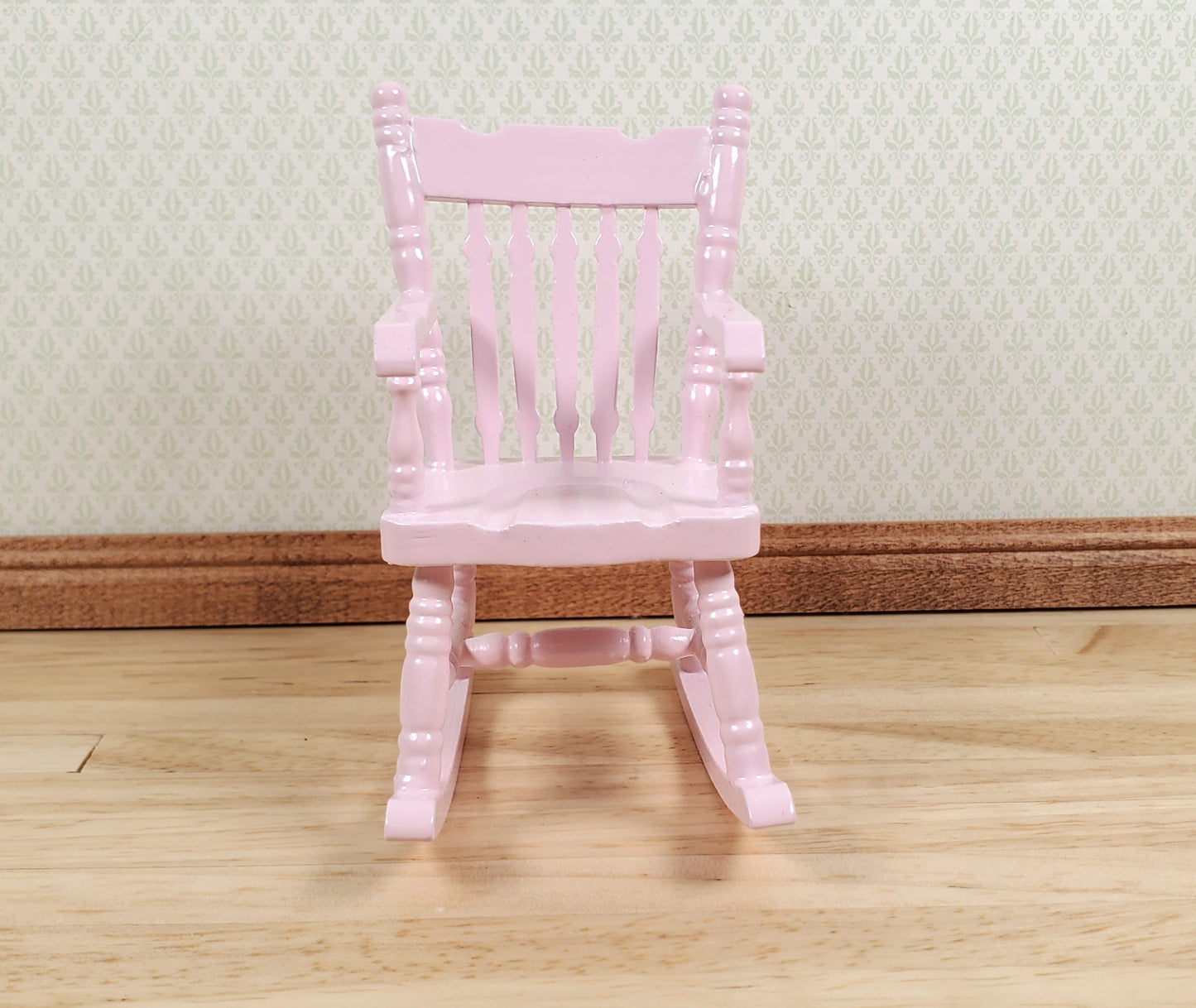 Dollhouse Rocking Chair Pink Wood 1:12 Scale Miniature Furniture Nursery