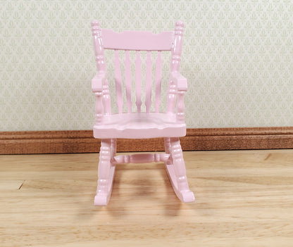Dollhouse Rocking Chair Pink Wood 1:12 Scale Miniature Furniture Nursery