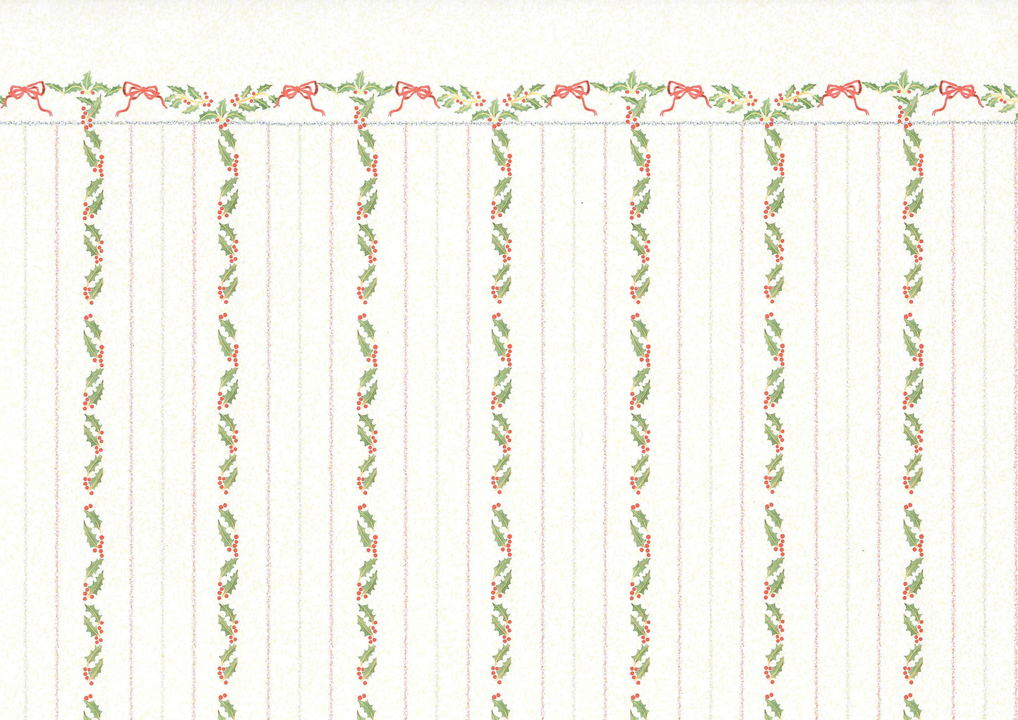 Dollhouse Wallpaper 3 Sheets Christmas Stripes Holly 1:12 Scale Miniature