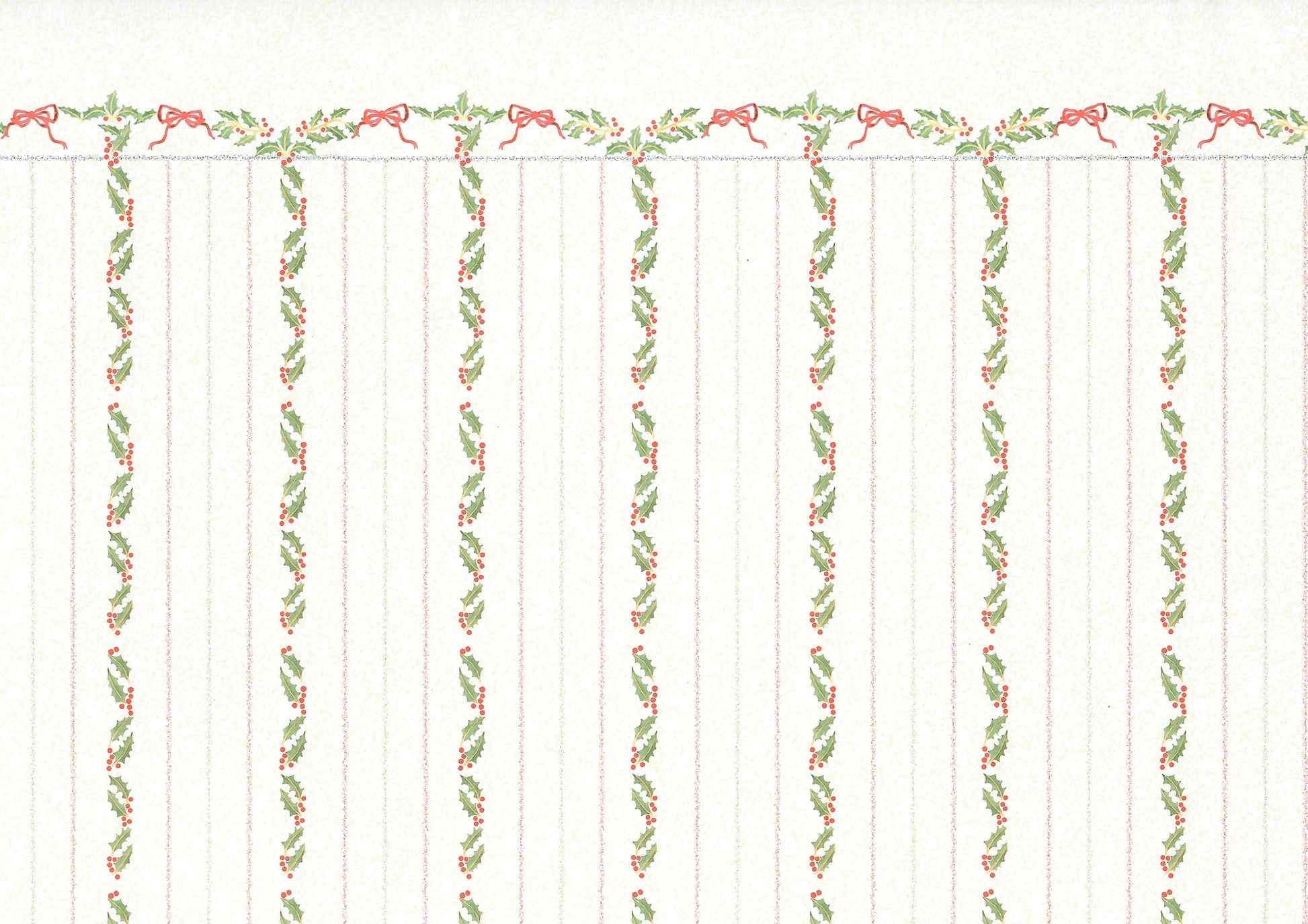 Dollhouse Wallpaper 3 Sheets Christmas Stripes Holly 1:12 Scale Miniature