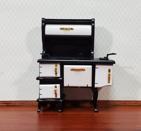 Dollhouse Kitchen Range Stove Oven Early 1900s Style 1:12 Scale Miniature Black & White