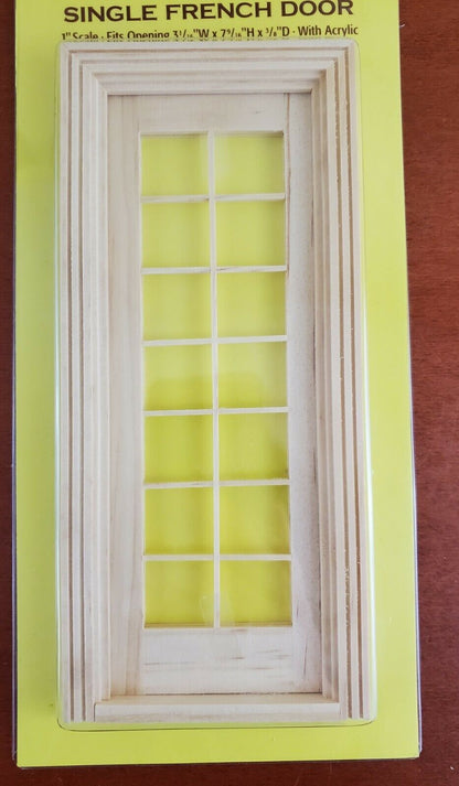 Dollhouse Single French Door Interior Unpainted 1:12 Scale Miniature Houseworks 6022
