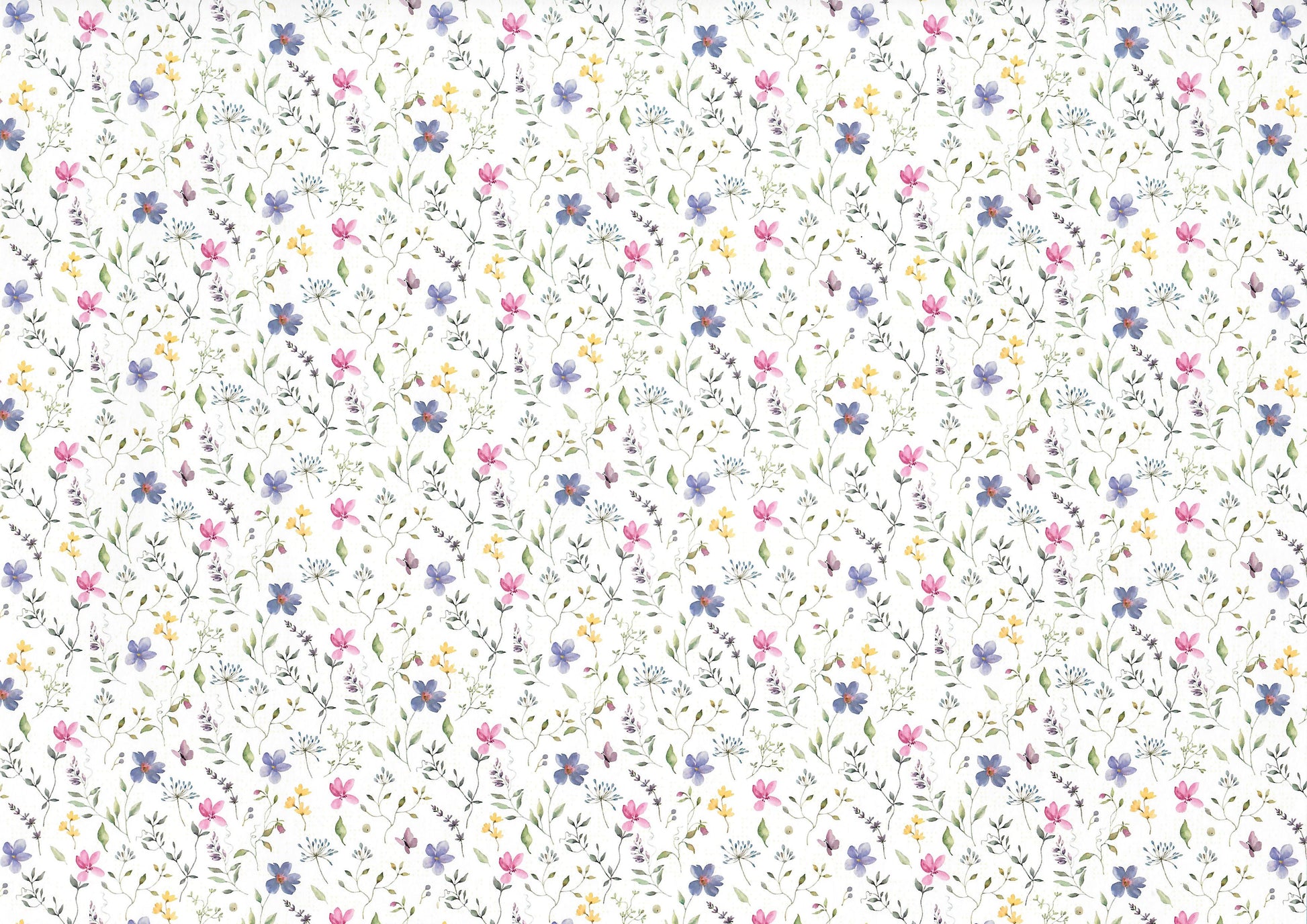 Dollhouse Wallpaper Purple Pink Flowers 3 Sheets 1:12 Scale "Butterfly Blooms"