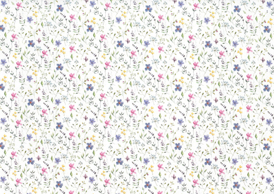 Dollhouse Wallpaper Purple Pink Flowers 3 Sheets 1:12 Scale "Butterfly Blooms"