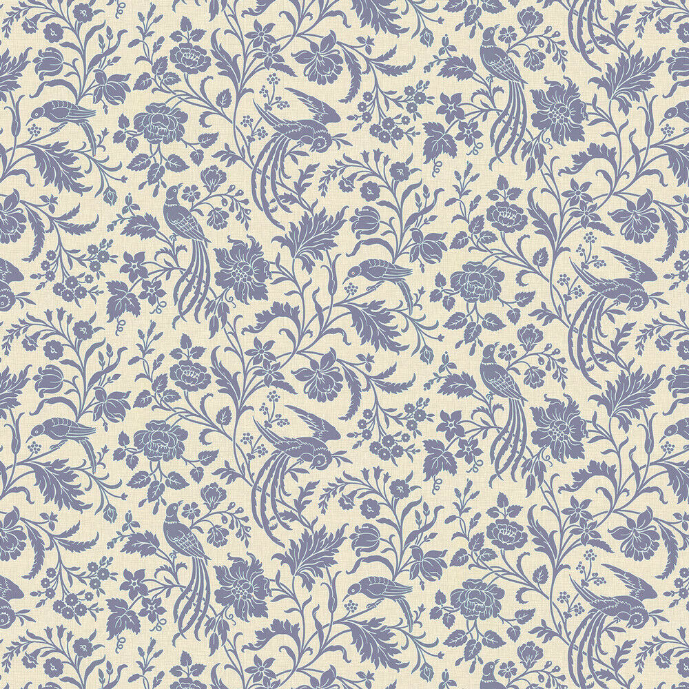 Dollhouse Wallpaper Vintage English Garden Blue Birds Bradbury & Bradbury 1:12