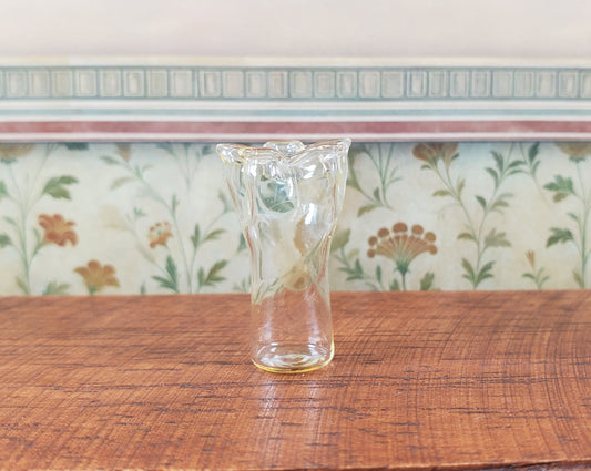 Dollhouse Glass Ruffled Vase Clear 1:12 Scale Miniature Decoration