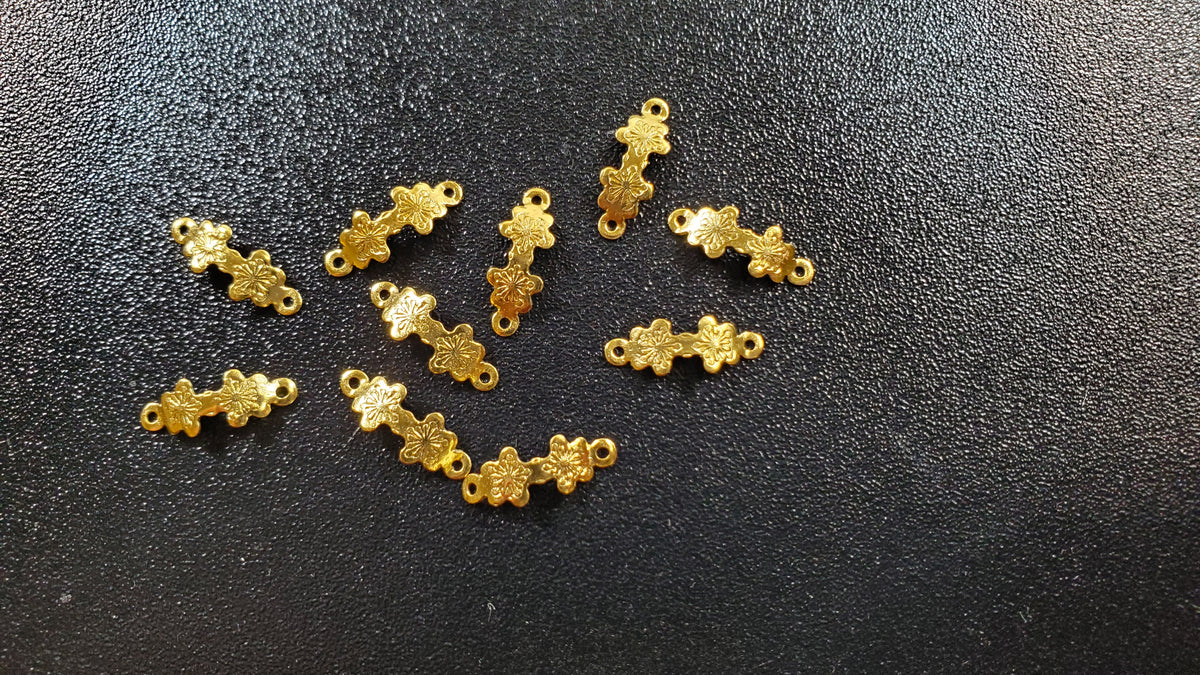 Dollhouse Flower Drawer Pulls Gold Brass 10 Pieces 1:12 Scale Miniature