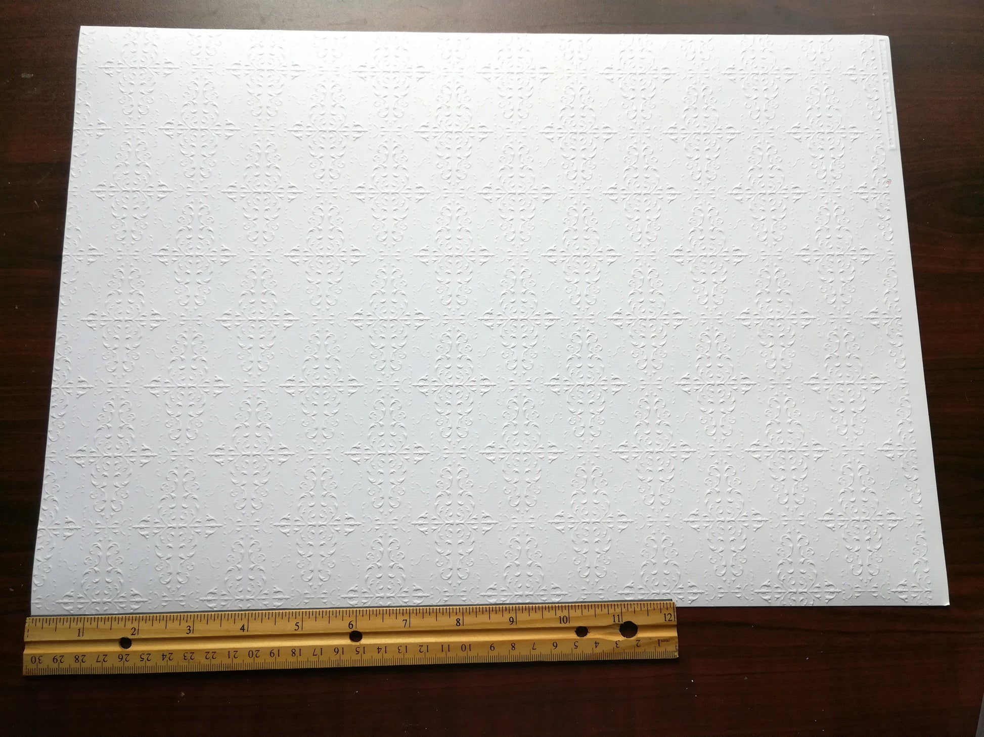 Dollhouse Ceiling Paper Embossed White 1:12 Scale Miniature 17 "x 12"