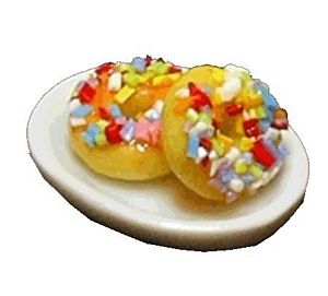 Dollhouse Sprinkled Donuts on Plate 1:12 Scale Miniature Food Dessert Bakery