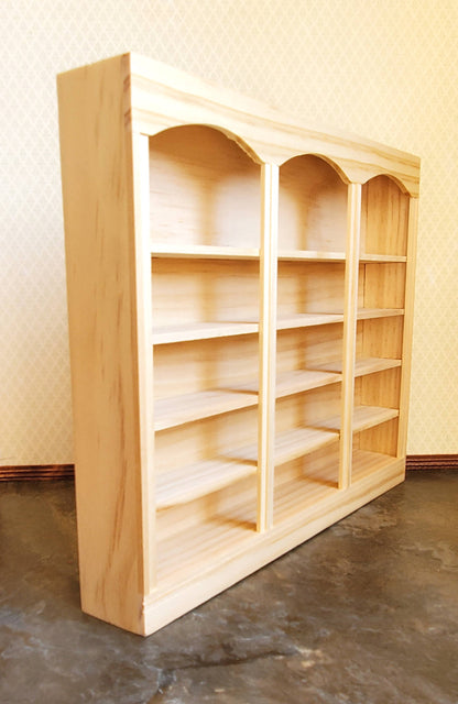 Dollhouse Library Bookcase or Shop Shelves 3 Bay 5 Shelves 1:12 Scale Unpainted