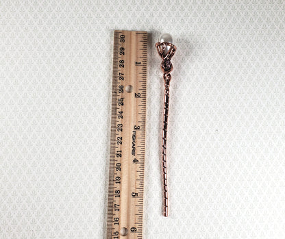 Miniature Wizard Staff Magic Metal Copper Finish 5 1/2" Tall Prop 1:12 Scale