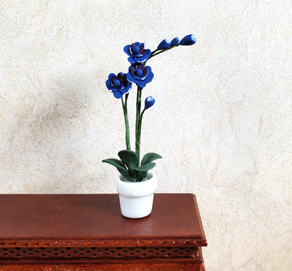 Dollhouse Miniature Tall Phalaenopsis Orchid in a White Ceramic Pot 1:12 Scale