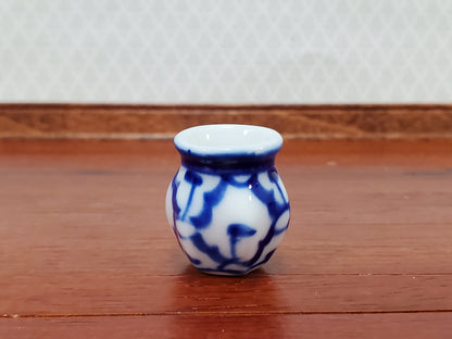 Dollhouse Vase Blue & White Pattern Decorative Planter Ceramic 1:12 Scale