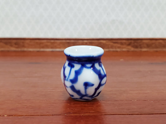 Dollhouse Vase Blue & White Pattern Decorative Planter Ceramic 1:12 Scale