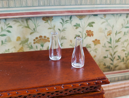 Dollhouse Glass Bottles or Bud Vases Clear x2 1:12 Scale Miniature Decor