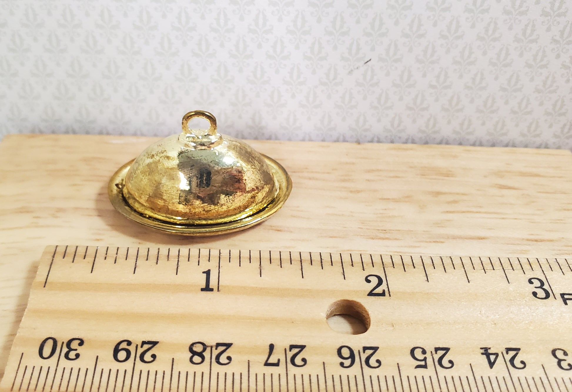 Dollhouse Tray Platter with Lid Gold Metal Finish 1:12 Scale Miniature Accessory