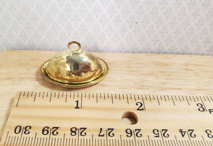 Dollhouse Tray Platter with Lid Gold Metal Finish 1:12 Scale Miniature Accessory