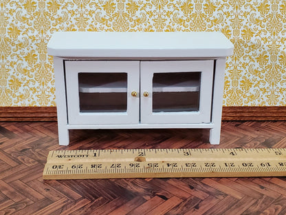 Dollhouse TV Media Stand Low Cabinet Modern Style White 1:12 Scale Miniature Furniture