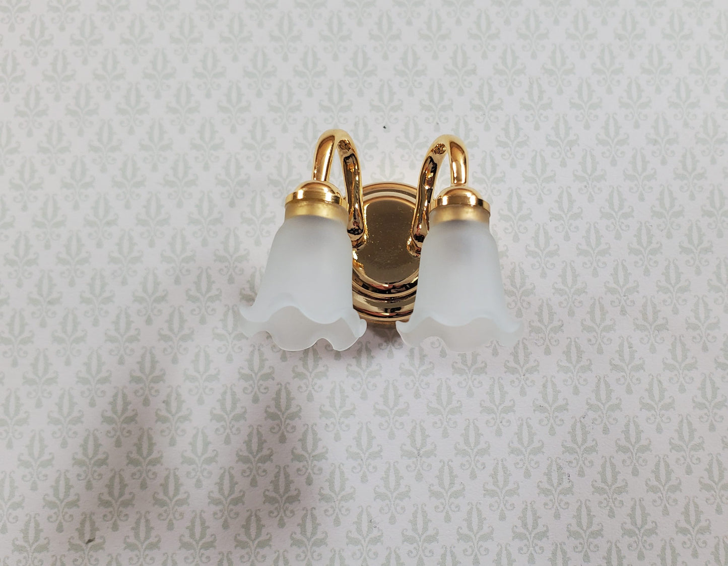 Dollhouse Wall Sconce Frosted Flower Shades Wand Light 1:12 Miniature Battery