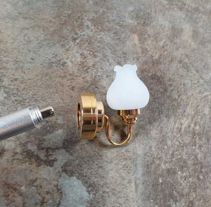 Dollhouse Battery Light Single Tulip Sconce Wand Operated 1:12 Scale Miniature