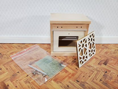 Dollhouse Kitchen Oven with Stove Top Modern Unpainted Wood 1:12 Scale Miniature