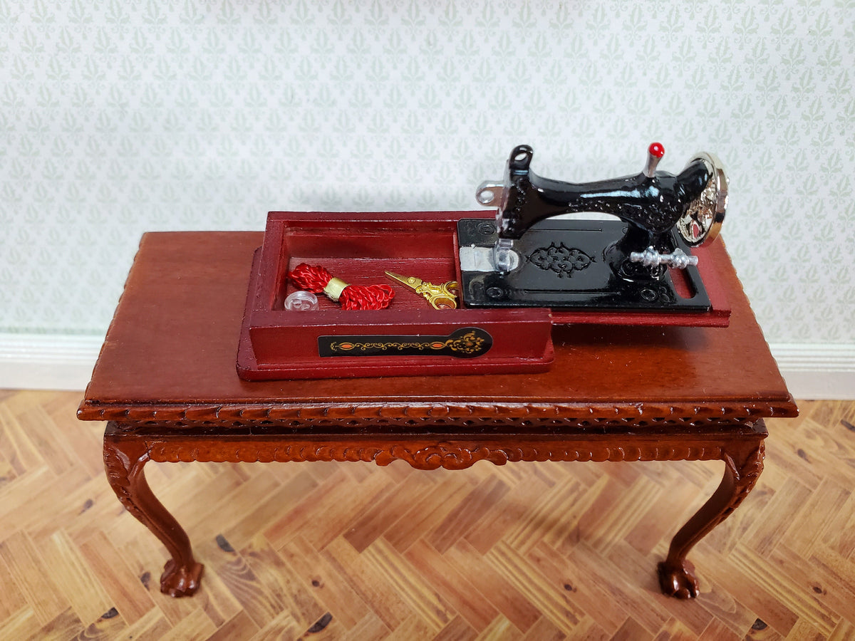 Dollhouse Sewing Machine with Accessories Vintage Style Metal 1:12 Scale