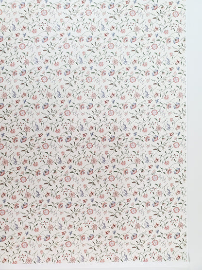 Dollhouse Wallpaper Brodnax "Papillon Blueberry" Pink Blue Floral 1:12 Scale Miniature French Country