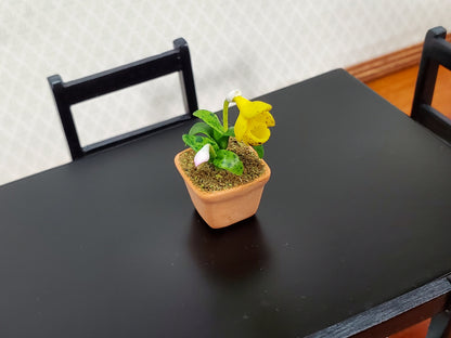 Dollhouse Cup Orchid Yellow Plant in Terra Cotta Planter 1:12 Scale Miniature