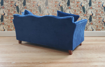 Dollhouse Sofa Couch Royal Blue Modern Style 1:12 Scale Miniature Furniture