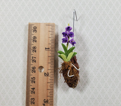 Dollhouse Hanging Orchid Purple with Bark & Moss Flowering Plant 1:12 Scale