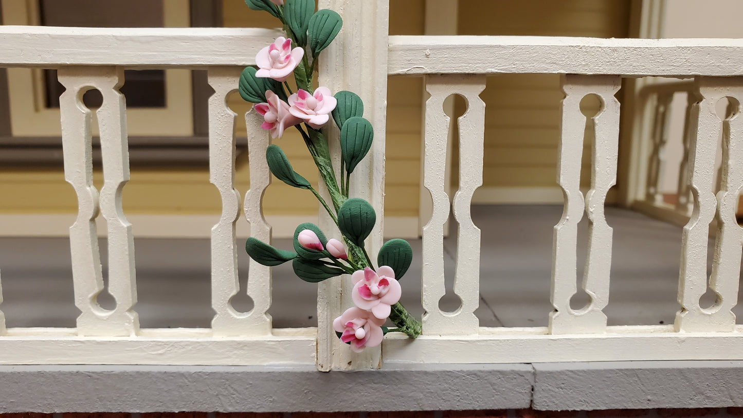 Dollhouse Trailing Pink Camelia Vine 1:12 Scale Miniature Garden Plants Decor