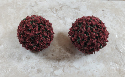 2 Model Scenery Round Flowering Shrubs Mauve Dollhouses Scale Model RR 1.5"