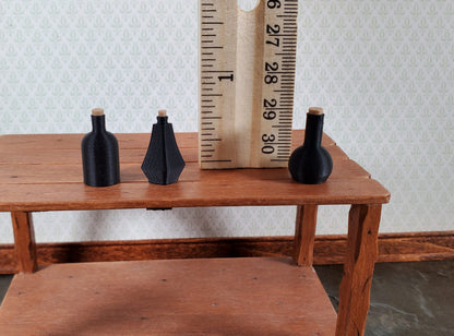 Dollhouse Potion Jars Black Set of 3 Unlabeled 1:12 Scale Miniatures Halloween