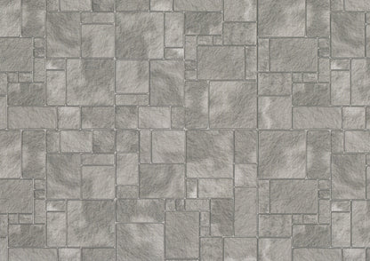 Miniature Flagstone Tile Floor Lightly Embossed Faux Flooring Gray Card Stock
