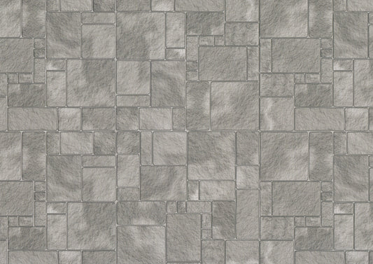 Miniature Flagstone Tile Floor Lightly Embossed Faux Flooring Gray Card Stock