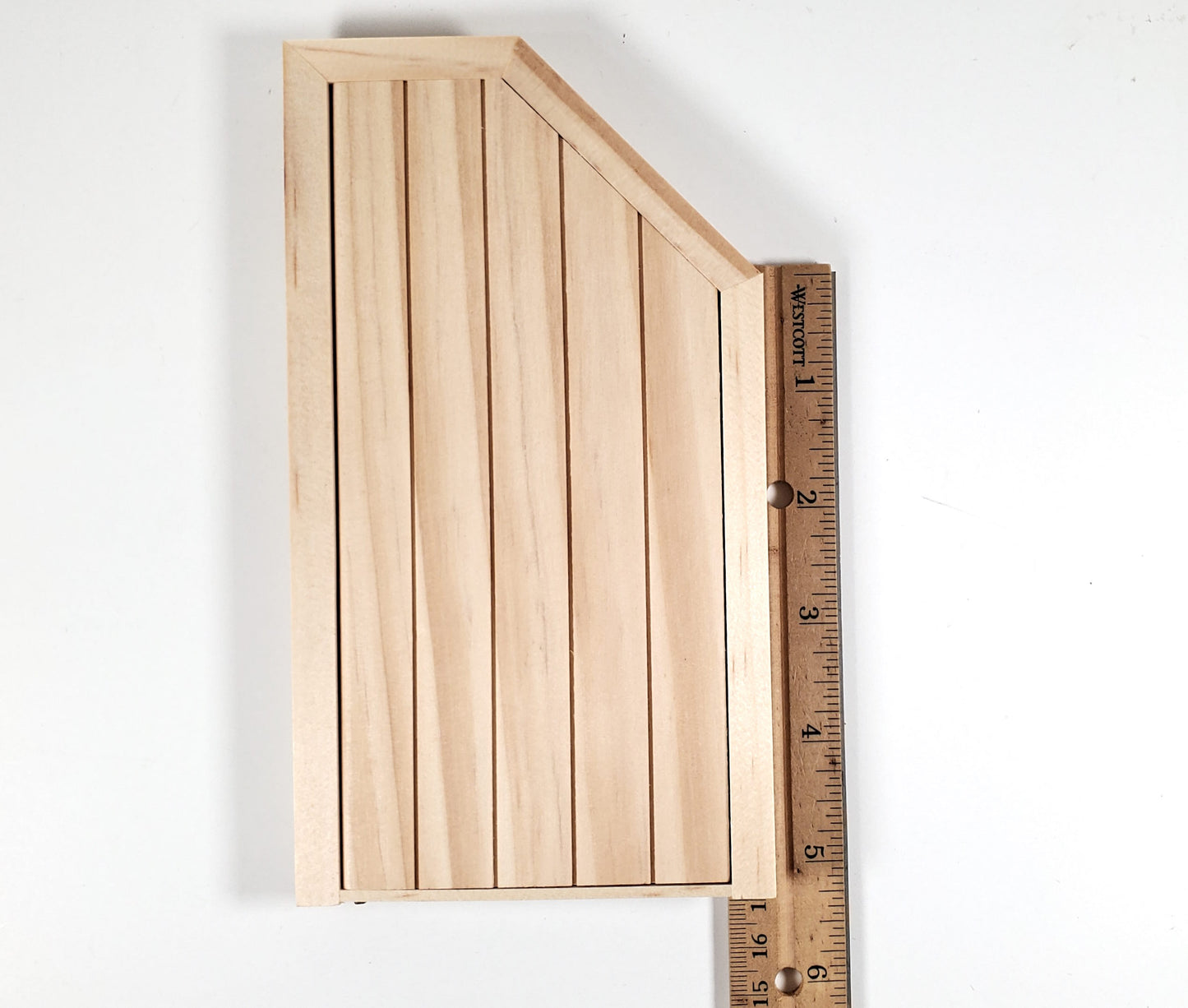 Dollhouse Attic Door Angled Top 1:12 Scale Miniature Unpainted Wood