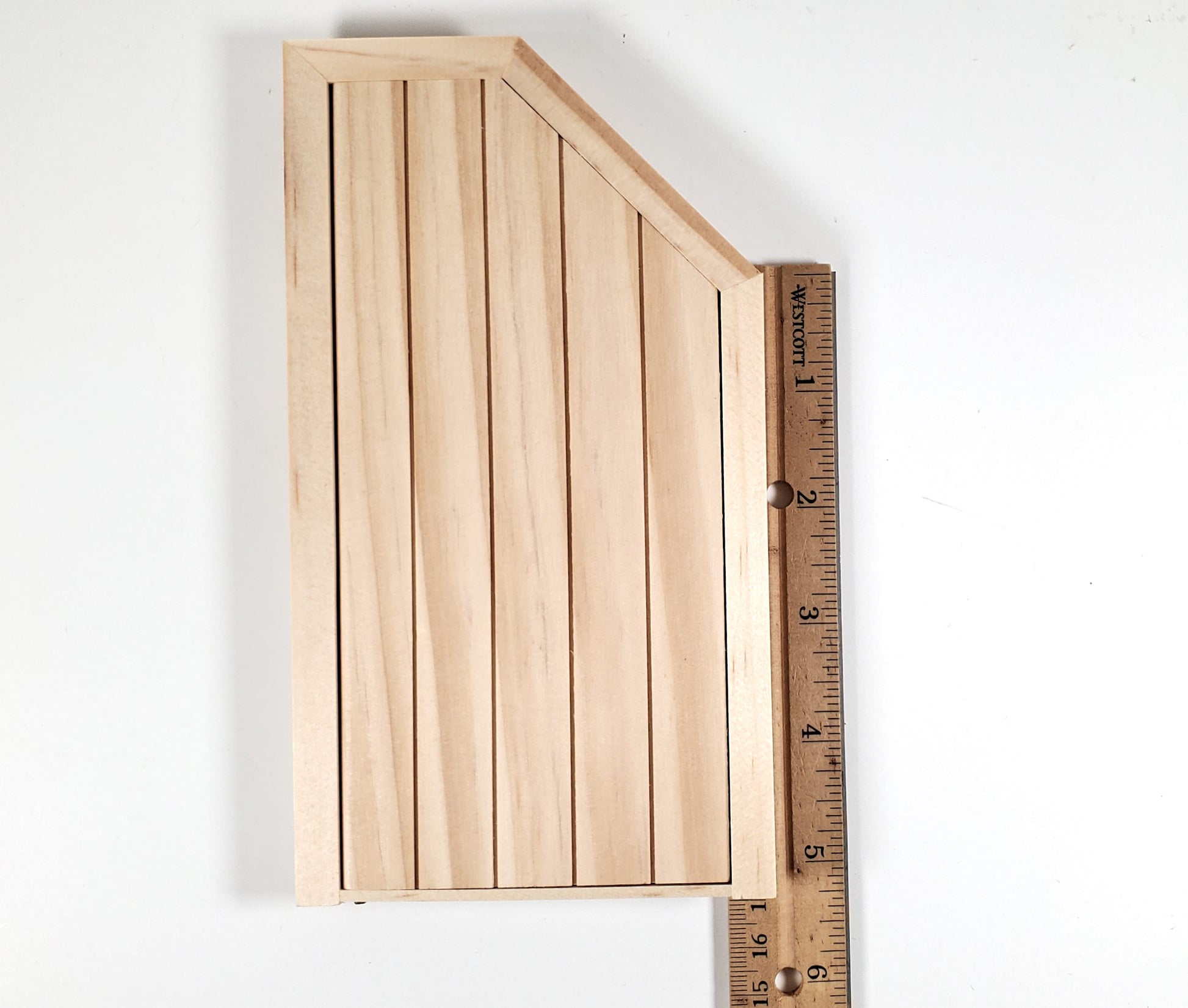 Dollhouse Attic Door Angled Top 1:12 Scale Miniature Unpainted Wood