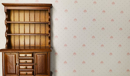 Dollhouse Wallpaper Cream Dusty Rose Gray 3 Sheets 1:12 Scale Miniature