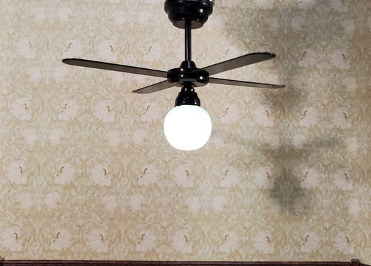 Dollhouse Ceiling Fan Light Black LED Battery 4 Blades 1:12 Scale Houseworks