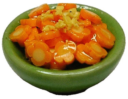 Dollhouse Fancy Sliced Carrots in a Green Bowl 1:12 Scale Miniatures Food