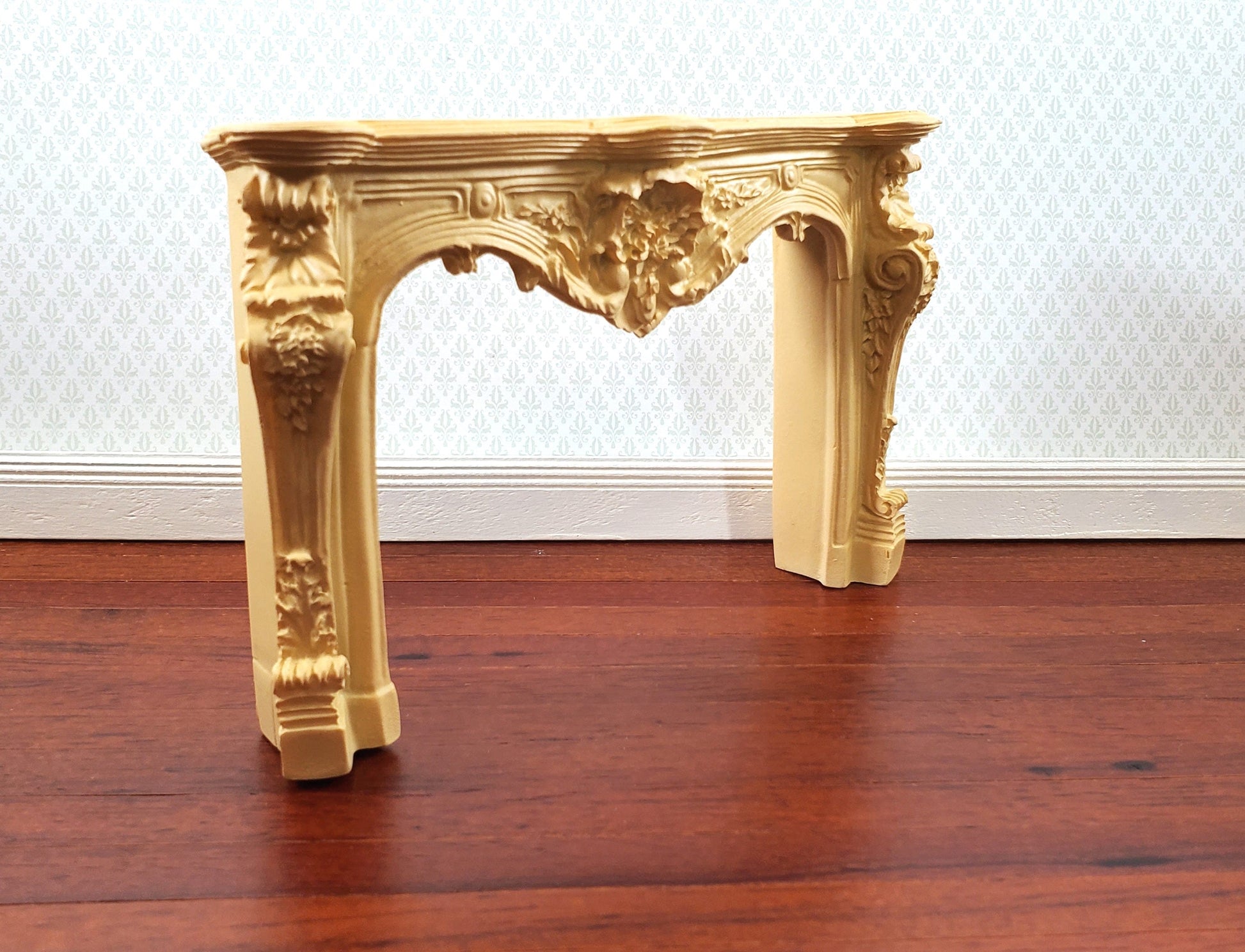 Dollhouse Fireplace Large Ornate Beige Dark Cream 1:12 Scale Miniature Furniture