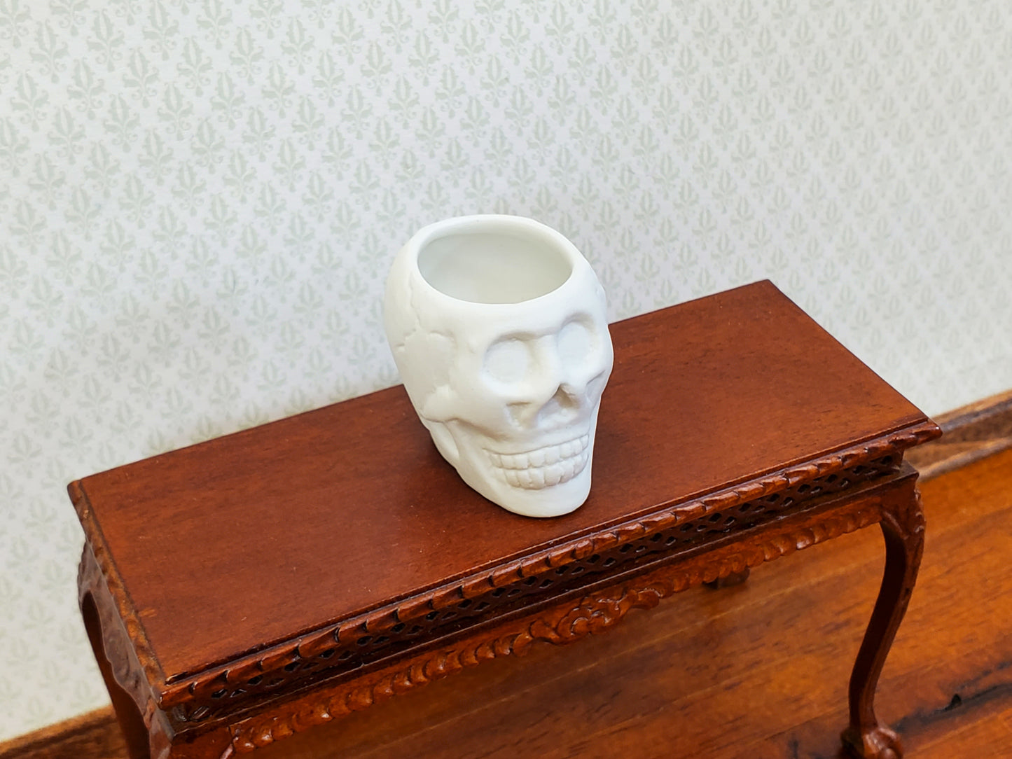 Miniature Halloween Skull Planter or Candy Dish for Dollhouse Decoration 1" Tall