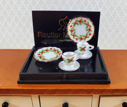 Dollhouse Coffee Setting for 2 Mistletoe Reutter Porcelain 1:12 Scale Miniatures