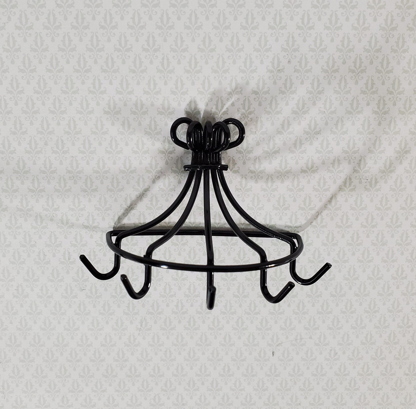 Dollhouse Pot Pan Hanger Rack with Hooks Metal Kitchen Rack 1:12 Scale Miniature